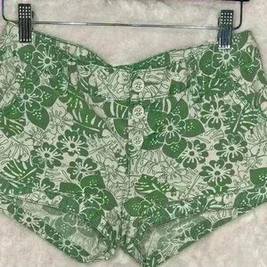 Bongo Retro Vintage Boho Floral Shorts Green White Womens Paisley Daisy Dukes 5